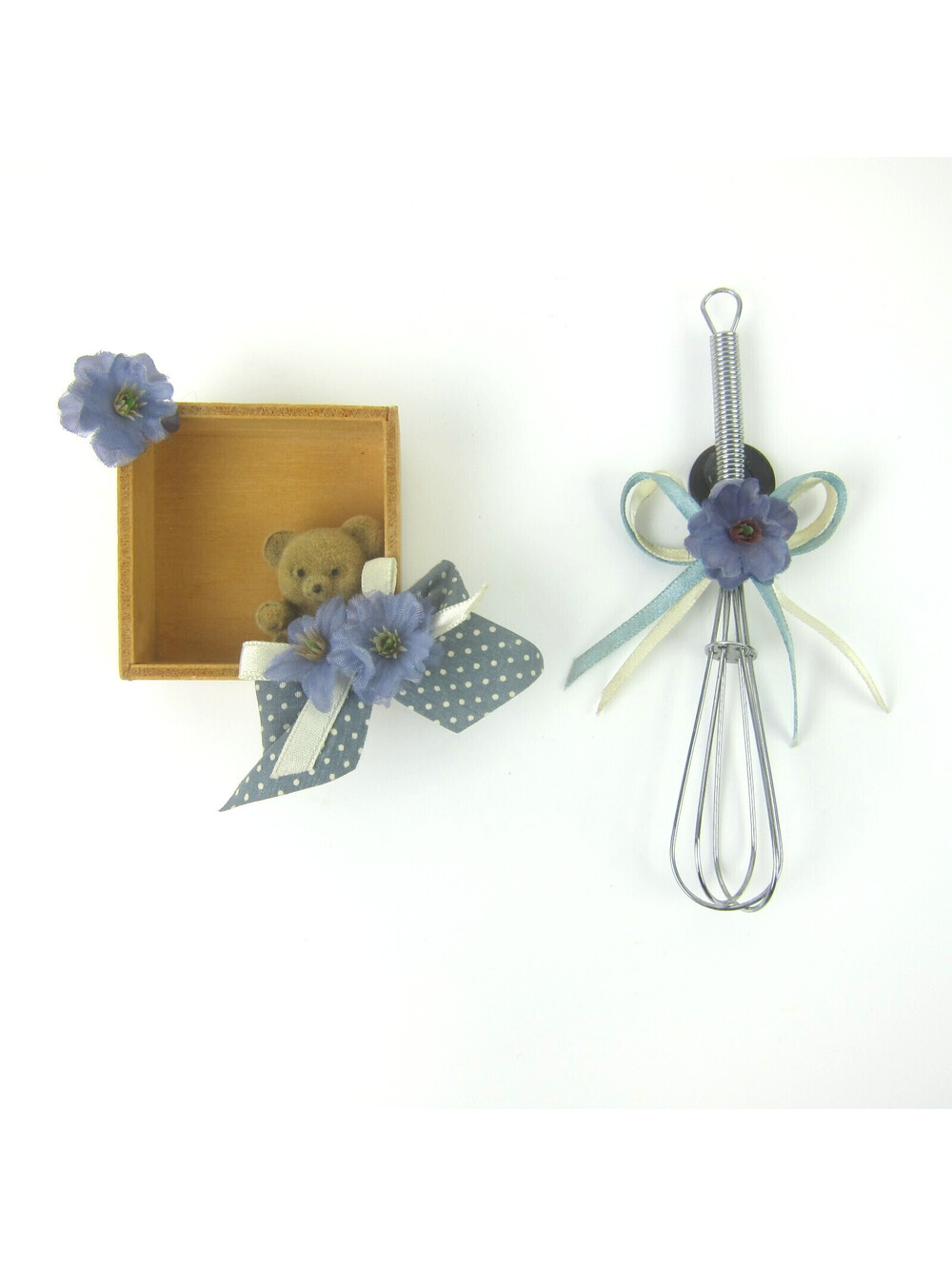 Vintage Farmhouse Country Kitchen Magnets Teddy Bear in Crate & Whisk Blue 1980s
